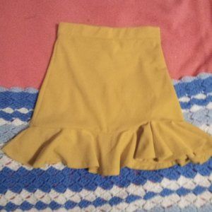 Yellow Pencil Skirt With Frills